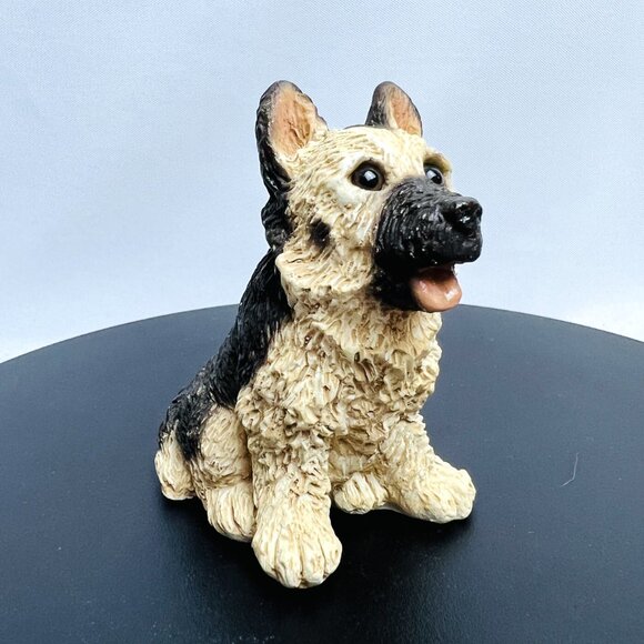 Set of Two Adorable Resin Dog Figurines Sitting and Sleeping Puppies - Picture 3 of 12